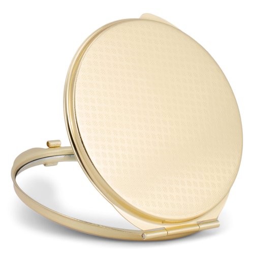 Cottage Garden Hand Painted Golden Metal Enamel Ornamental Vintage Hinged Lid Personal 3 Inch Makeup Beauty Double Sided Compact Travel Mirror with Bejeweled Crystals, Butterfly