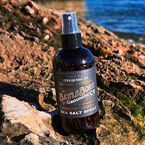 Battle Born Grooming Co Sea Salt Spray (Unscented, 8 fl oz) ? Natural, Vegan, Texturizing Spray for Effortless Beach Hair & Waves ? Adds Volume, Texture, and Thickness ? Unisex