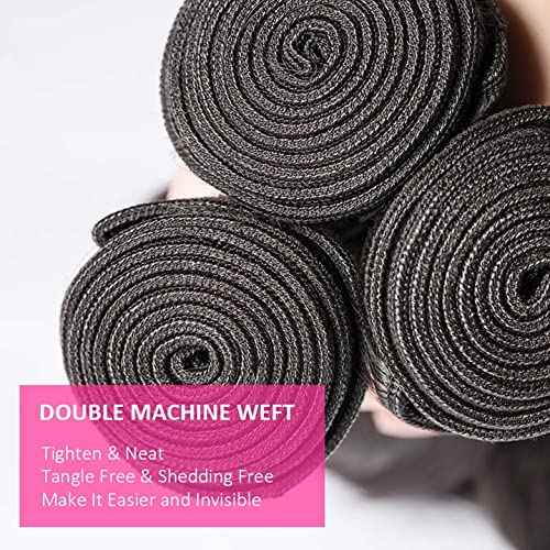Body Wave Brazilian Virgin Bundles - Ocean Wave Natural Black 100% Unprocessed 3 Bundles (10 12 14 Inch) Weave Hair Extensions