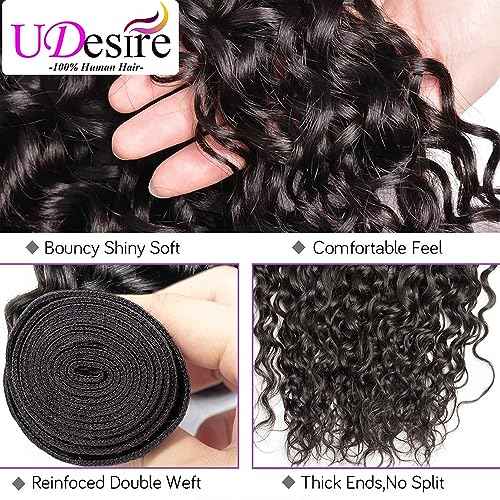 Water Wave Bundles Human Hair 1 Bundles 18Inch Water Wave Bundles 10A Brazilian 100% Unprocessed Virgin Human Hair Wet and Wavy Bundles Double Weft Water Curly Weave Natural Black