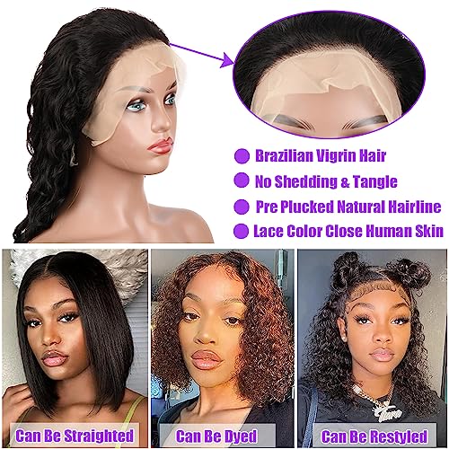 LICHANG Wear And Go Body Wave Bob Wig Human Hair 13x4 HD Lace Front Wigs Glueless Pre Plucked with Baby Hair 180% Density Short Bob Wigs for Black Women (14 Inch, Natural Color)