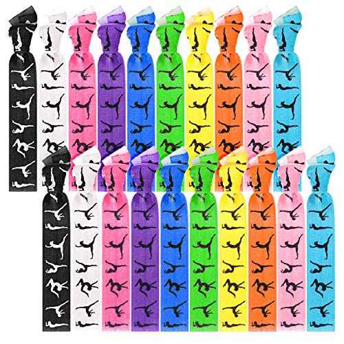 BBTO 20 Pieces Girls Gymnastics Hair Ties Gymnastic Hair Bands Accessories Stuff Ribbon Ponytail Holders No Crease Sport for Christmas Women Team Gifts(Classic Colors)