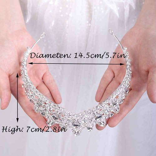 JWICOS Crystal Pearl Queen Tiara for Women and Brides Crown Sparkling Headpiece (silver)