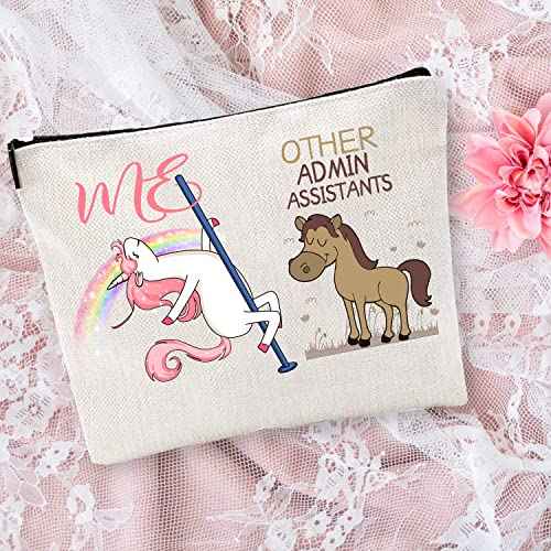 Christmas Gifts for Admin Assistants,Admin Assistants Zipper Makeup Bag Cosmetic Pouch,Assistants Travel Toiletry Pouch Organizer Bag,Admin Assistants Compact Mirror,Administrative Assistants Gift