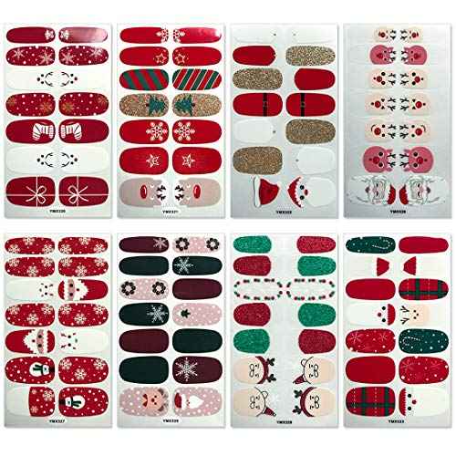SILPECWEE 14 Sheets Nail Polish Strips Christmas Nail Wraps for Women Self Adhesive Nail Polish Stickers Gel Nail Strips Fingernails Stickers Holiday Nail Art Accessories with Nail File