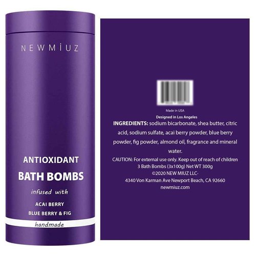 Natural Bath Bombs Skin Nourishing Detox Moisturize Antioxidant Acai Blueberry Luxury Fizzing Spa Bubble Bath Gift Set for Sensitive Skin Stress Relief Relaxation Gift Birthday Christmas