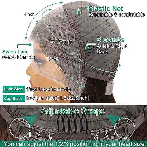 Brown Bob Wig Human Hair 13x4 HD Lace Front Wig 100% Unprocessed Brazilian Virgin Human Hair #4 Bob Wigs Pre Plucked Natural Hairline with Baby Hair Brown Color Bob for Women(14")