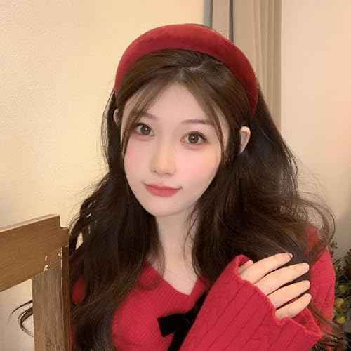 Fashion Headbands Set - 5pcs Red Wide Pearl Rhinestone Padded Hair Accessories for Women, Mothers Day, Valentine's Day, Christmas