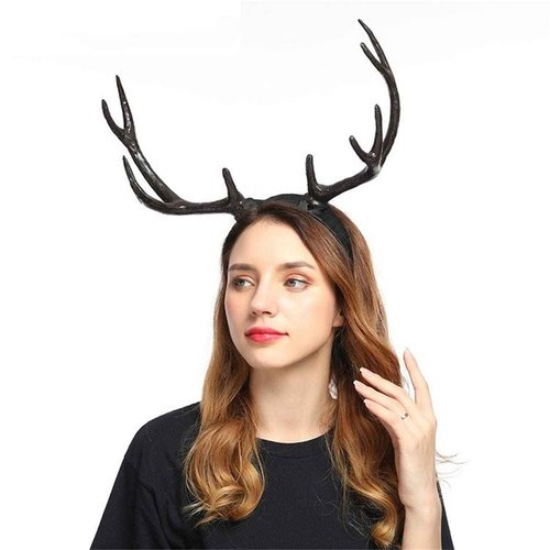 Handmade Gothic Steampunk Deer Antlers Headband Retro Headpiece Hallowmas Christmas Cosplay Photo props Hair Accessories (Black)