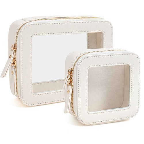 FFpaw Clear Makeup Bag Set, Travel Makeup Case Clear Cosmetic Travel Bag Small Makeup Organizer Mini Make Up Pouch for Purse Waterproof Toiletry Bag Portable Car Essentials Car Organizer