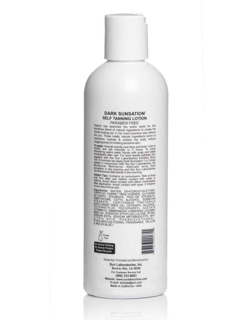 Sun Laboratories By Giesee Dark Sunsation Self-Tanning Lotion for - 2 Pack 8 oz | Ultra Dark Tanning Lotion, Natural Self Tanner, Non-Toxic Tanning Bed Lotion, Face Tanner, Sunless Tanner