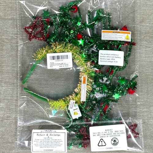 CASDRE Christmas Light up Headband Green Red Snowflake Hair Hoop Xmas Gift Sparkly Hair Accessories for Women and Girls