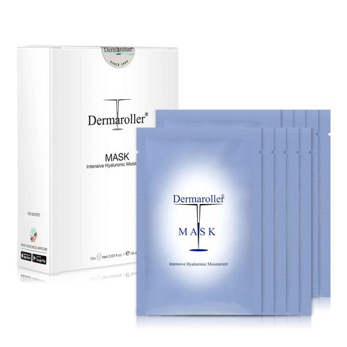 Dermaroller Hydrating Face Mask Sheets - 10 Pack with Hyaluronic Acid, Matrixyl & Vitamin E for Anti-Aging Skincare and Radiant Glow