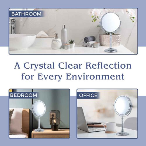 MIRRORVANA Large Double Sided 10X and 1X Magnifying Makeup Mirror with Stand in Gift Box, 15” Tall and 8” Wide