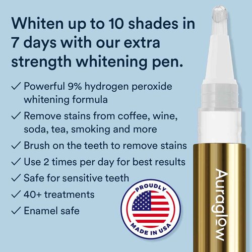 Auraglow 44% Teeth Whitening Gel & Extra Strength Whitening Pen