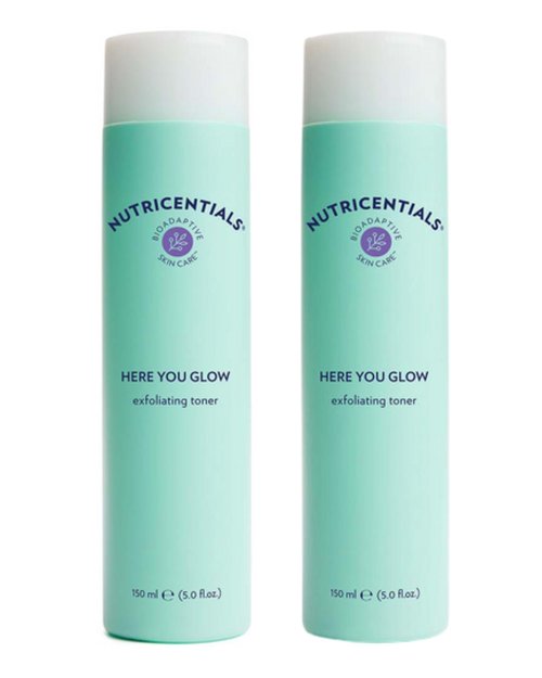 Nu Skin Here You Glow Face Exfoliator Toner | Toner for face with water, Salicylic Acid, Glycolic Acid & Hydroxy Acid Blend | Unclog Pores, Prevent Acne, Smooth & Hydrate your skin | 150 ml | 2 Pack