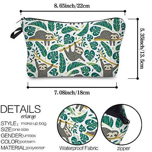 Deanfun Makeup Case Small, Cosmetic Zipper Bag Waterproof for Purse Mini, Women Cute Traveling Accessories Pouch for Ladies Thanksgiving Christmas Gifts(Sloth D2-51476)