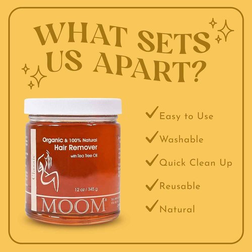MOOM His & Hers Sugar Wax Kit - 12oz Jar for Women's Bikini, Brazilian, Face, Underarms & Legs + 12oz Jar for Men's Back, Chest, Eyebrows & Body - Made with Tea Tree Oil (Waxing Strips NOT Included)