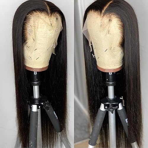 Aliglossy Brazilian Transparent Lace Front Wigs Human Hair 13x4 Straight Wigs Human Hair for Women Pre Plucked with Baby Hair Natural Hairline Wear & Go Glueless Lace Wig 180% Density 24 Inch 10A