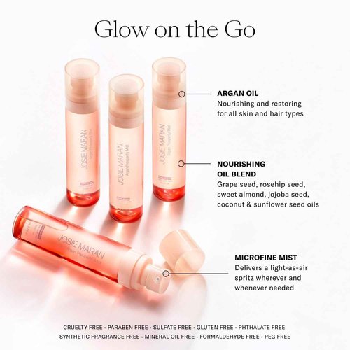 Josie Maran Argan Layering Kit - Whipped Argan Oil Body Butter Gift Set with Prosperity Body Mist - All Over Body Glow, Intense Hydration & Absorbs Quickly - Vanilla Cherry (2 Piece Set)