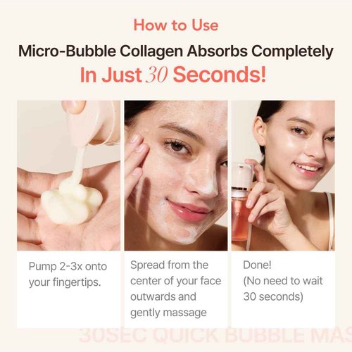 MENOKIN 30 seconds Quick Bubble Mask 3Sets (Collagen, Brightening, Moisturizing), Hydration improvement, Radiance-boosting, Easy-to Use, Glass Skin, 3.21 fl.oz
