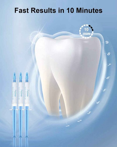 MySmile Teeth Whitening Kit with LED Light, 6 Non-Sensitive Teeth Whitening Gel,Teeth Whitener Dental Grade Tooth Whitening Gel for Tray, 10 min Fast Result Whitening