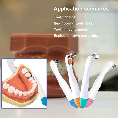 SMILEHEVEN Orthodontic Dental Matrix-Profect Bands Dental Sectional Matrix System Metal Restoration Matrix Bands Yellow/Red/Blue/Green (50PCS-Red-Curved-4.5mm)