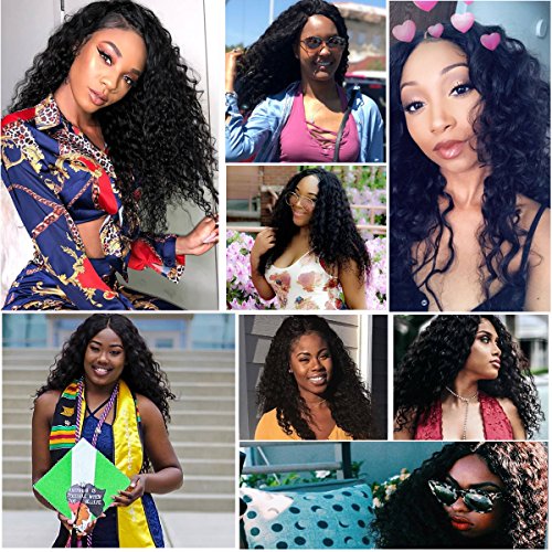 UNICE Deep Wave Human Hair Weave 1 Bundle 20 inch Unprocessed Brazilian Virgin Human Hair Sew in Extensions Natural Black Color Can be Dyed and Bleached