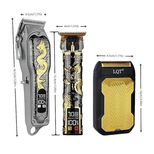 Hair Clippers 3-Piece Men's Professional Cordless Haircutting Set with LED Display, Trimmer, Shaver, Beard Clipper - Gift for Man