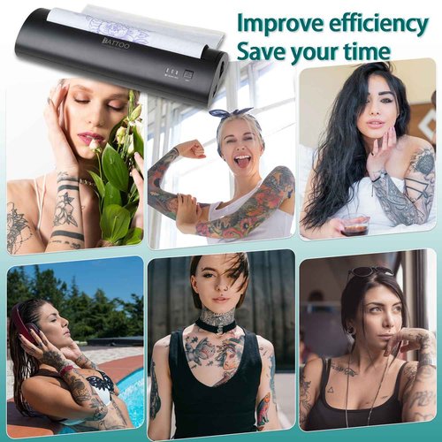 Atelics Wireless Tattoo Transfer Stencil Printer, with Storage Case and 10Pcs Transfer Paper, Portable Tattoo Transfer Thermal Copier Machine, Compatible for iOS＆Android Phone, iPad＆PC