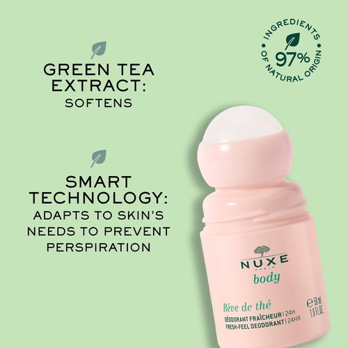 Nuxe Huile Prodigieuse Multi-Purpose Dry Oil (3.3 Fl Oz) & Rêve de Thé Aluminum-Free Deodorant (1.6 Fl Oz) Skincare Duo for Nourished Skin & Long-Lasting Freshness