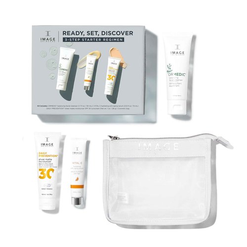 IMAGE Skincare, Ready Set Discover, 3-Piece Travel Ready Skin Care Kit, with Face Wash, Serum, and Moisturizer