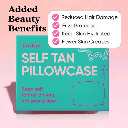 Tan Fan Self Tan Sleep Sac for Dark Tanner + Pillowcase - Keep Sheets + Pillows Clean from Self Tanner Stains - 100% Cooling Silky Poly - Won’t Rub or Absorb Tanning Lotion - Lightweight Breathable