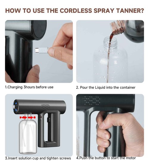 Professional Spray Tan Machine, Portable & Rechargeable Spray Tan Gun, Long Battery Life, Even Spraying, Lightweight, Spray Tan Machine Kit for Indoor and Outdoor Use, for Home, Salon, DIY and Travel