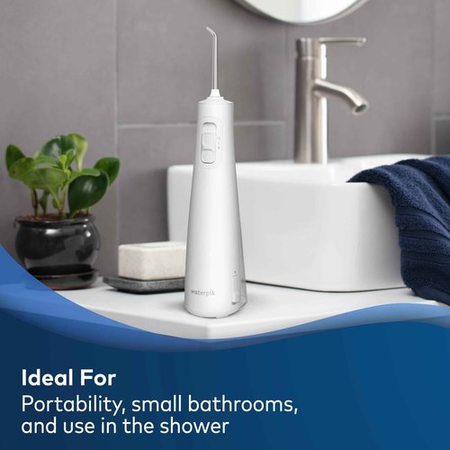 Waterpik Cordless Pulse Rechargeable Portable Water Flosser for Teeth, Gums & Fresh Mint Whitening Refill Tablets (30 Count) – for Use with Waterpik Boost Tip