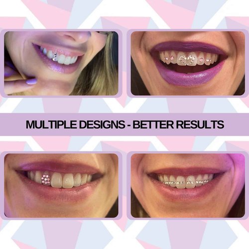 Tooth Gem Kit Professional for Beginners and Pros - Tooth Gems Video APP for Best Designs, Teeth Gems Kit with Glue and Light - Over 30 Gems & Shapes - Made in USA