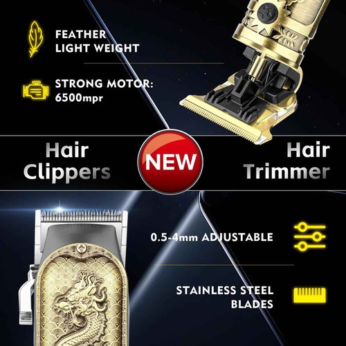 Electric Hair Clippers for Men, Professional Cordless Barber Clippers for Hair Cutting & Grooming, Hair Trimmer Barber Clippers Set with LCD Display & Guide Combs for Family Grooming