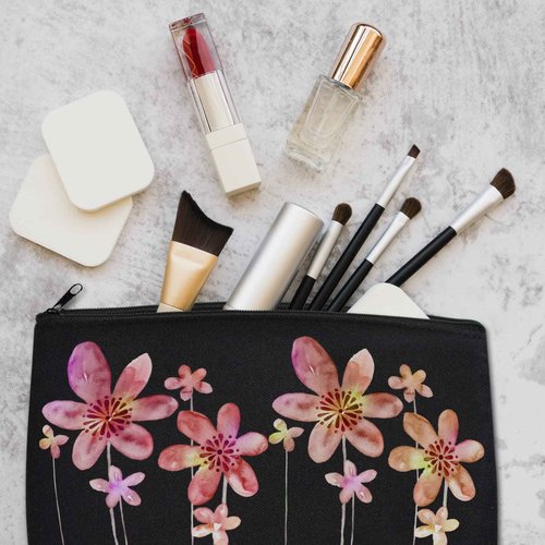 ZeeDix 36 Packs Black Canvas Pouch- Multi-purpose Cosmetic Bag with Zipper, Blank DIY Craft Canvas Zipper Bag, Travel Toiletry Bag (8.3 x 5 inches)