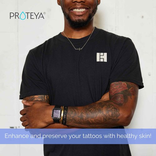 Proteya Tattoo Daily Moisturizing Lotion | Hydrating Daily Tattoo Care w/Niacinamide and Hyaluronic Acid to Enhance and Preserve Your Tattoos, 12 oz (2 Pack)