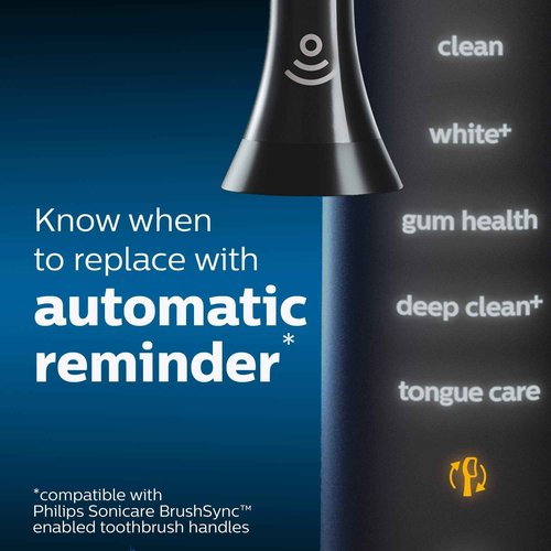 Philips Sonicare W DiamondClean - Genuine Replacement Electric Toothbrush Heads, Black, 4 Pack One Year Supply, HX6064/95