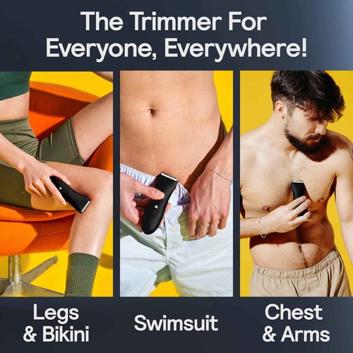 MERIDIAN Body Hair Trimmer for Men Balls, Bikini Trimmer and Hard Case - Onyx
