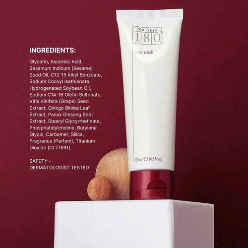 Nu Skin 180°® Face Wash | Aging Cleanser | Vitamin C Face Wash for Youthful Appearance | Fine Lines Reduction & Face Moisturizer | 4.2 Fl Oz | 1 Pack