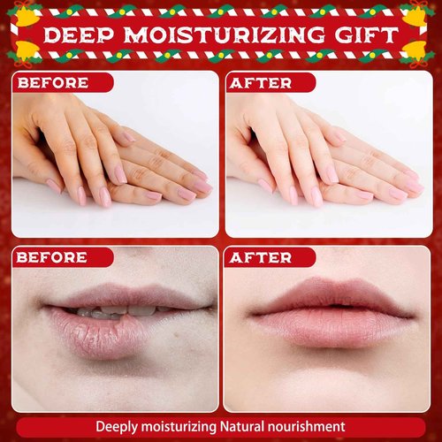 Loopeer 48 Sets/192 Pcs Christmas Hand Cream and Lip Balm Gift Set for Women Bulk Mini Hand Lotion Travel Size for Dry Skin Stocking Stuffers with Greeting Card Organza Bags for Coworker Employee