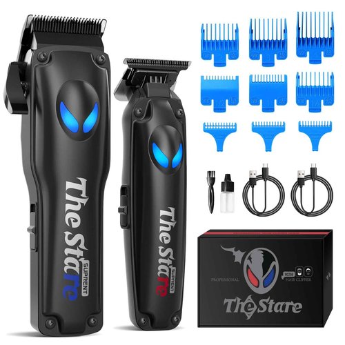 SUPRENT Hair Clippers for Men Professional – 7500 RPM Cordless Hair Cutting Kit, Electric Clippers and Trimmer Combo Set, Rechargeable Haircut Kit for Barber & Home Use（Black）