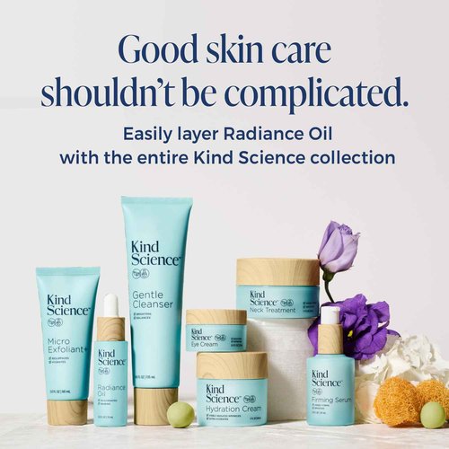 Kind Science Radiance Face Oil - Hydrating with Vitamin E, C & A, Bakuchiol, Jojoba & Moringa Oil - Anti Aging to Give Skin a Fresh, Dewy Look - Vegan, Paraben Free, Cruelty Free, 0.5 fl oz