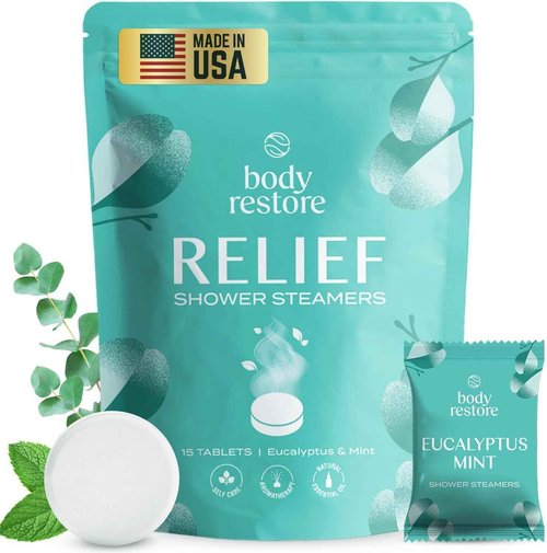 Body Restore Shower Steamers Aromatherapy 15 Pack - Boo Basket Stuffers for Women, Christmas Stocking Stuffers for Men, Birthday Gifts, White Elephant, Relaxation, Self Care - Eucalyptus
