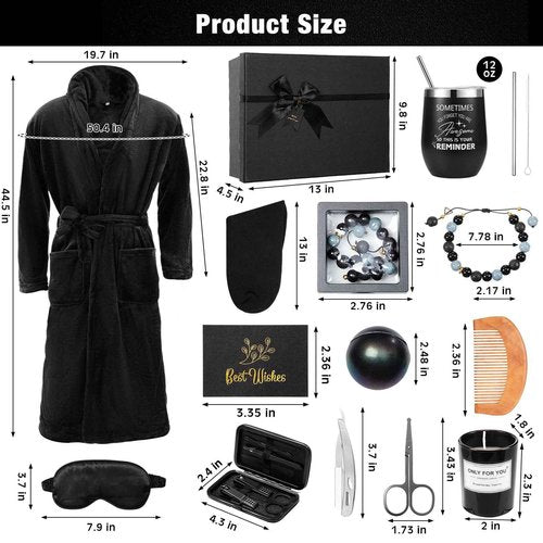 Nuogo 15 Pcs Birthday Gifts for Men Beard Care Set for Him Christmas Gifts Basket Ideas Kit for Men Tumbler Bath Robe for Dad Husband Boyfriend Box Christmas Gifts Baskets