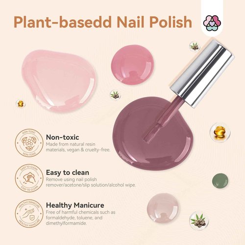 SAVILAND Nail Polish Set with Base Top Coat: Quick Dry 12 Classic Pink Nail Polish Non Gel Regular Nails Polish Kit with Castor Oil Toe Nail Lacquer Set for Women Nail Art 0.34 oz Fall Autumn