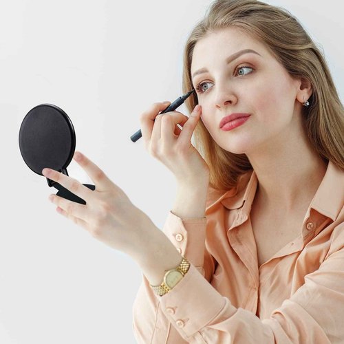 Yalikop 72 Pcs Compact Mirror Bulk Portable Round Makeup Mirror Mini Foldable for Purse Women Travel Daily Use Mother‘s Day Gifts (Black)
