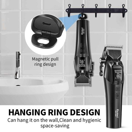 KEMEI Professional Hair Clippers for Men, Cordless Hair Cutting Kits，Rechargeable Hair & Beard Trimmer Barber Clippers, KM-1858